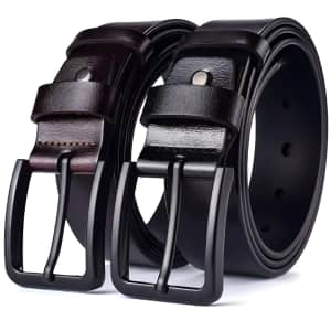 West Leathers Men's Ratchet Belt 2-Pack for $10