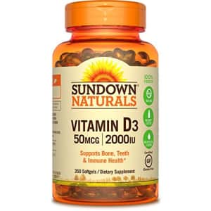 Sundown Vitamin D3 2000 IU Soft Gels, 350 Count for $18