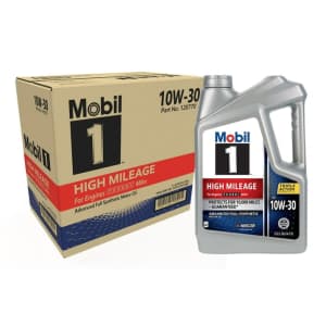 Mobil 1 High Mileage 10W-30 5-Quart Full Synthetic Motor Oil 3-Pack for $64