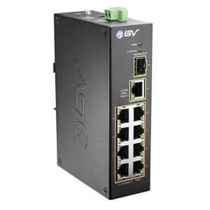 BV-Tech 10 Port PoE+ Industrial DIN Rail Switch (8 PoE+ Ports | Gigabit Ethernet & SFP Uplink) 96W for $76