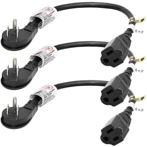 Firmerst 1-Foot Low Profile Extension Cord 3-Pack for $9