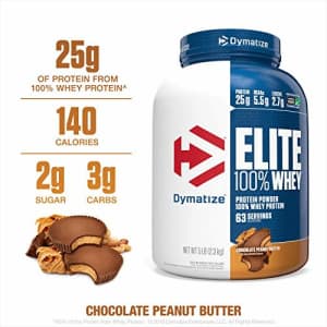 Dymatize Elite 100% Whey Protein Powder, Chocolate Peanut Butter 5 Pound for $121 Dymatize Elite 100% Whey Protein Powder, Chocolate Peanut Butter 5 Pound for $121