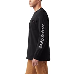 Dickies Men's Long Sleeve Wordmark Graphic T-Shirt, Knit Black, Small for $14