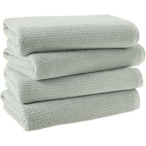 Amazon Aware 100% Organic Cotton Ribbed Bath Towels - Bath Towels, 4-Pack, Sage Green for $49