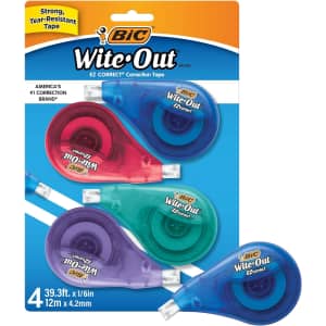 Bic White-Out Brand EZ Correct Correction Tape 4-Pack for $5