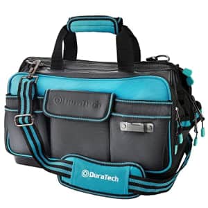 DURATECH 17" Wide Mouth Tool Bag, Large Storage 32 Pocket Tool Bag Organizer with Water Proof for $50