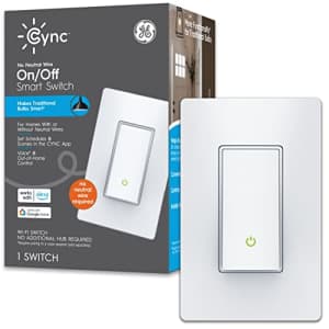 GE CYNC Smart Light Switch, No Neutral Wire Required, Bluetooth and 2.4 GHz Wi-Fi 3-Wire Smart for $25