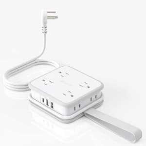 Ntonpower Multiple Outlet Flat Plug Power Strip for $10