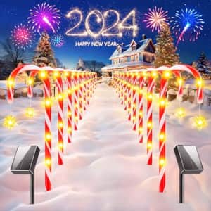 19" Candy Cane Solar LED Light 24-Pack for $24 w/ Prime