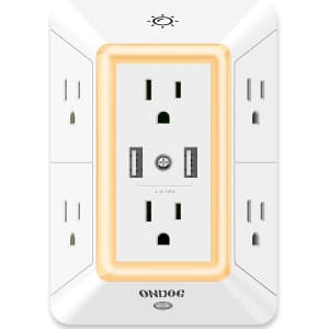 Ondog 6-Plug 2-USB Outlet with Night Light for $14 Ondog 6-Plug 2-USB Outlet with Night Light for $14