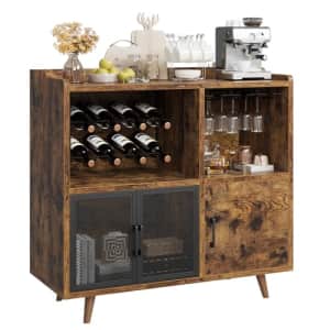IDEALHOUSE Coffee Bar Cabinet, Vintage Buffet Storage Cabiniet with Mesh Doors, Accent Wine Bar for $112