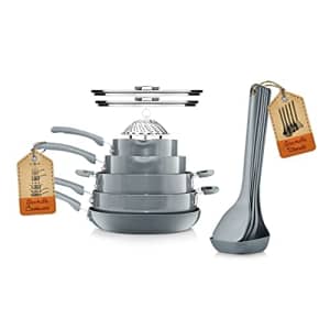 NutriChef Kitchenware Cookware, Non-Stick Pans and Pots with foldable Knob, Space Saving, for $88