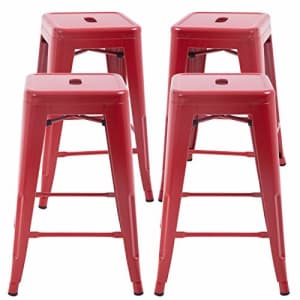 FDW Metal Bar Stools Set of 4 Counter Height Barstool Stackable Barstools 24 Inch 30 Inch Indoor for $46