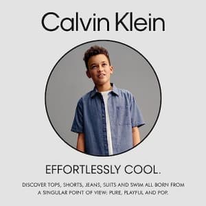 Calvin Klein Boys' Relaxed Fit Denim Shorts, 5-Pocket Style, Zipper Fly & Button Closure, Mesquite, for $22