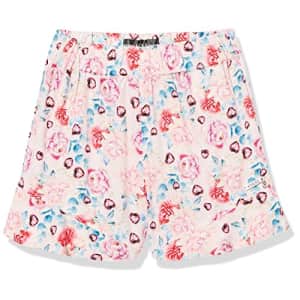 GUESS girls All Over Print Ruffle Twill Casual Shorts, Flower Pink Print, 3T US for $23