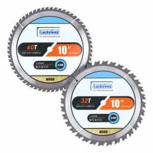 Luckyway 10" Miter/Table Saw Blades 2-Pack for $19 w/ Prime