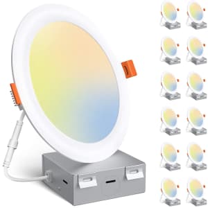 Amico 12W 6" Recessed LED Ceiling Light w/ Junction Box 12-Pack for $75 Amico 12W 6" Recessed LED Ceiling Light w/ Junction Box 12-Pack for $75