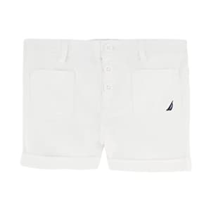 Nautica Girls' Solid Woven Short, White 22, 4T for $16