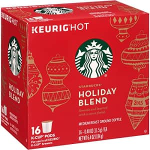 Starbucks Holiday Blend Medium Roast Ground Coffee K-Cups, 0.4 oz, 16 count for $29