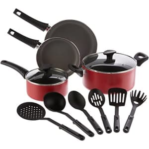 BELLA Cookware Set, 12 Piece Pots and Pans with Utensils, Nonstick Scratch Resistant Cooking for $50