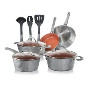 NutriChef Nonstick Cookware Excilon |Home Kitchen Ware Pots & Pan Set with Saucepan, Frying Pans, for $80