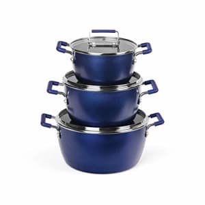 Granitestone Stackable Pot Set, 6 Piece Pot Set for Cooking Nonstick, Space Saving Nesting Cookware for $70