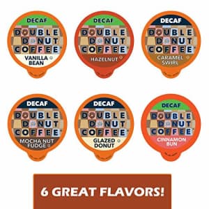 Double Donut Decaf Flavored Coffee Variety Pack - 6 Traditional Flavors (Caramel Swirl, Hazelnut, Glazed Donut, for $45