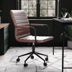 Martha Stewart Taytum Swivel Task Chair with Armrests for Home Office in Saddle Brown Faux Leather for $88 Martha Stewart Taytum Swivel Task Chair with Armrests for Home Office in Saddle Brown Faux Leather for $88