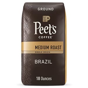 Peet's Coffee, Medium Roast Ground Coffee - Single Origin Brazil 18 Ounce Bag for $14