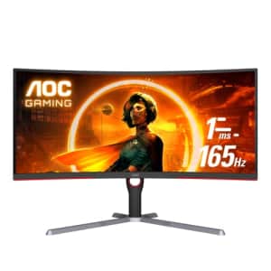 AOC CU34G3S 34" Frameless Curved Ultrawide Gaming Monitor, WQHD 3440 x1440, 165Hz 1ms, FreeSync for $344