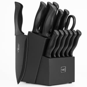 Hunter.Dual 15-Piece Kitchen Knife Set with Block for $35