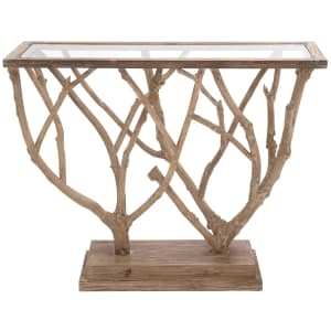 Litton Lane 45" Glass-Top Console Table w/ Natural Branch Sculpture Base for $440 Litton Lane 45" Glass-Top Console Table w/ Natural Branch Sculpture Base for $440