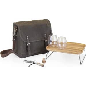 Legacy by Picnic Time Adventure Wine Tote Bag w/ 2 Glasses & Mini Table for $91