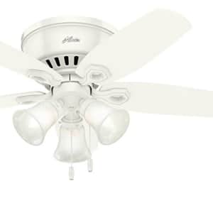 Hunter Fan 42 inch Low Profile Snow White Finish Indoor Ceiling fan with LED Light Kit and Pull for $86