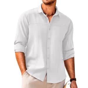 Coofandy Men's Casual Linen Shirt for $9