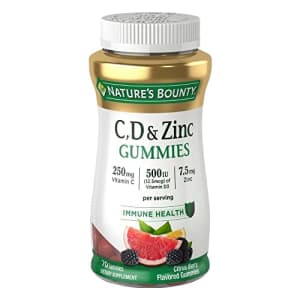 Nature's Bounty C, D, & Zinc Gummies, Immune Support Gummies for Adults, Citrus Berry, 70 Ct for $10