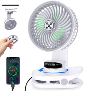 8" Clip on Fan with 10000mAh Battery and Remote for $30