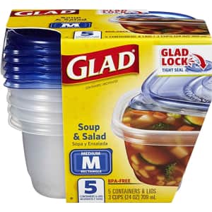 GladWare Soup & Salad Food Storage Container 5-Pack for $3.41 via Sub. & Save