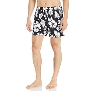 Calvin Klein Men's Standard UV Protected Quick Dry Swim Trunk, Black, Medium for $8