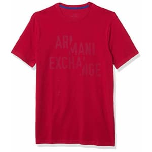 A|X Armani Exchange Men's Crew Neck Short Sleeve Scattered Logo T-Shirt, Cerise, XX-Large for $38