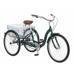 Schwinn Meridian Adult Trike, Three Wheel Cruiser Bike, 1-Speed, 26-Inch Wheels, Cargo Basket, Green for $1,050 Schwinn Meridian Adult Trike, Three Wheel Cruiser Bike, 1-Speed, 26-Inch Wheels, Cargo Basket, Green for $1,050