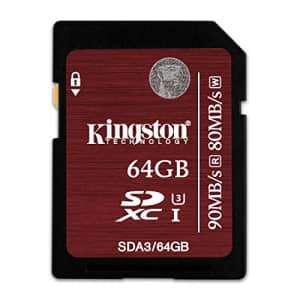 Kingston Digital 64GB SDXC UHS-I Speed Class 3 Flash Card (SDA3/64GB) for $44