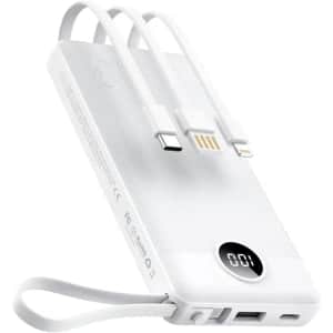 Veektomx Portable Charger w/ Built-in Cables for $28