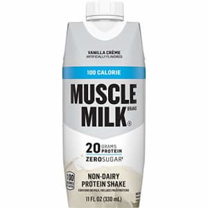 Muscle Milk 100 Calorie Protein Shake, Vanilla Crme, 20g Protein, 11 Fl Oz, 12 Pack for $36 Muscle Milk 100 Calorie Protein Shake, Vanilla Crme, 20g Protein, 11 Fl Oz, 12 Pack for $36