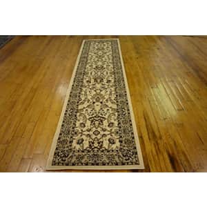 Unique Loom Kashan Collection Traditional Floral Overall Pattern with Border Ivory Runner Rug (2' 7 for $41