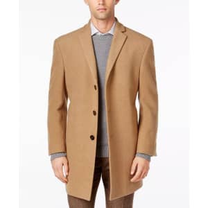 Calvin Klein Men's Prosper Wool-Blend X-Fit Overcoat for $100