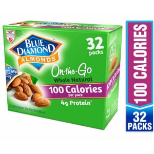 Blue Diamond 100-Calorie Raw Almond On The Go Bags 32-Pack for $6 Blue Diamond 100-Calorie Raw Almond On The Go Bags 32-Pack for $6
