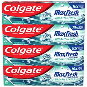 Colgate Max Fresh Whitening Toothpaste with Mini Strips, Clean Mint Toothpaste for Bad Breath, for $17