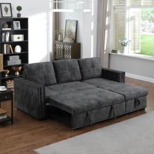 Morden Fort Reversible Velvet Sleeper Sectional Sofa w/ Storage for $778