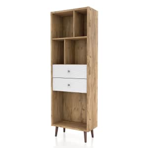 Mid-Century Modern 70" Tall Natural Oak Bookcase for $100
